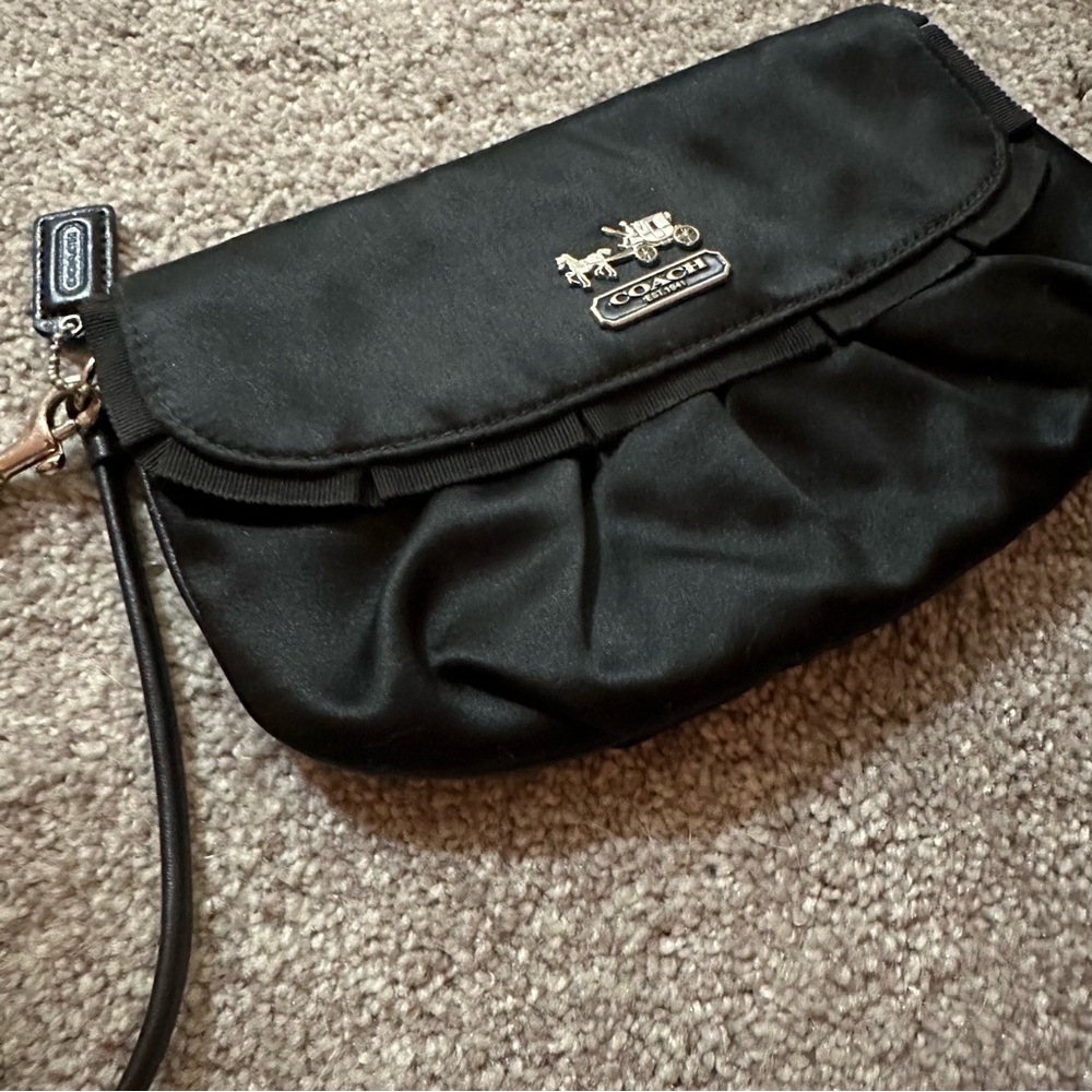 EUC Coach Black Satin Wristlet, with hang tag